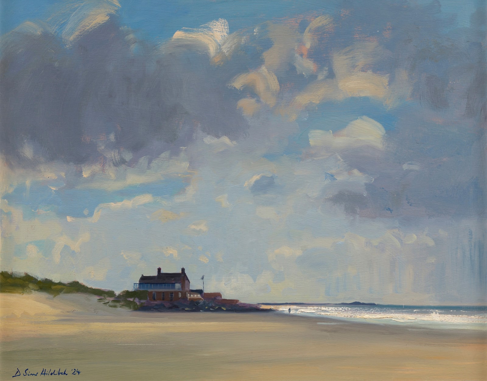 Daisy Sims Hilditch, Stormy light on the sea towards the Brancaster golf club