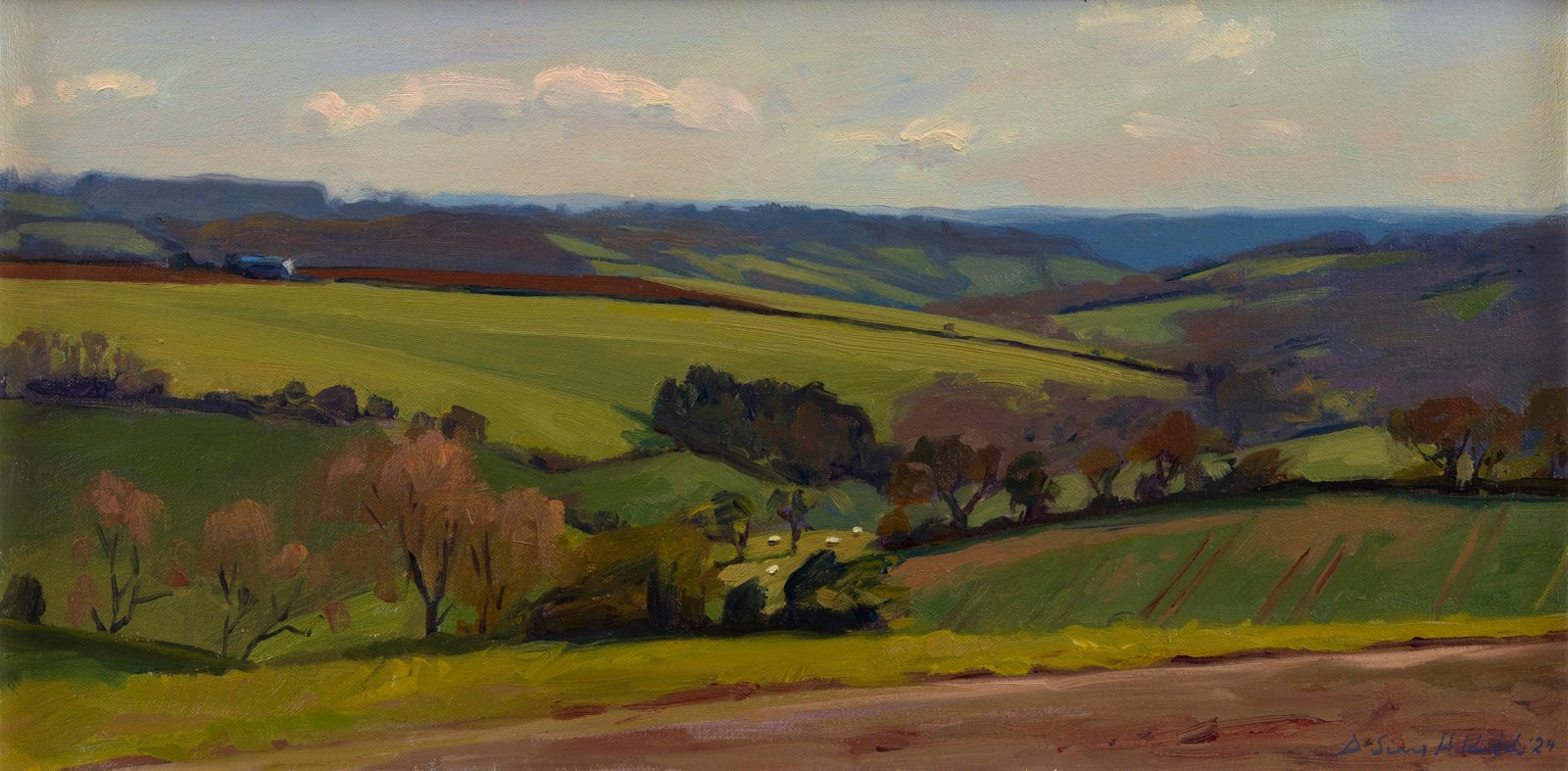 Daisy Sims Hilditch, Distant fields, Cold Ashton in spring