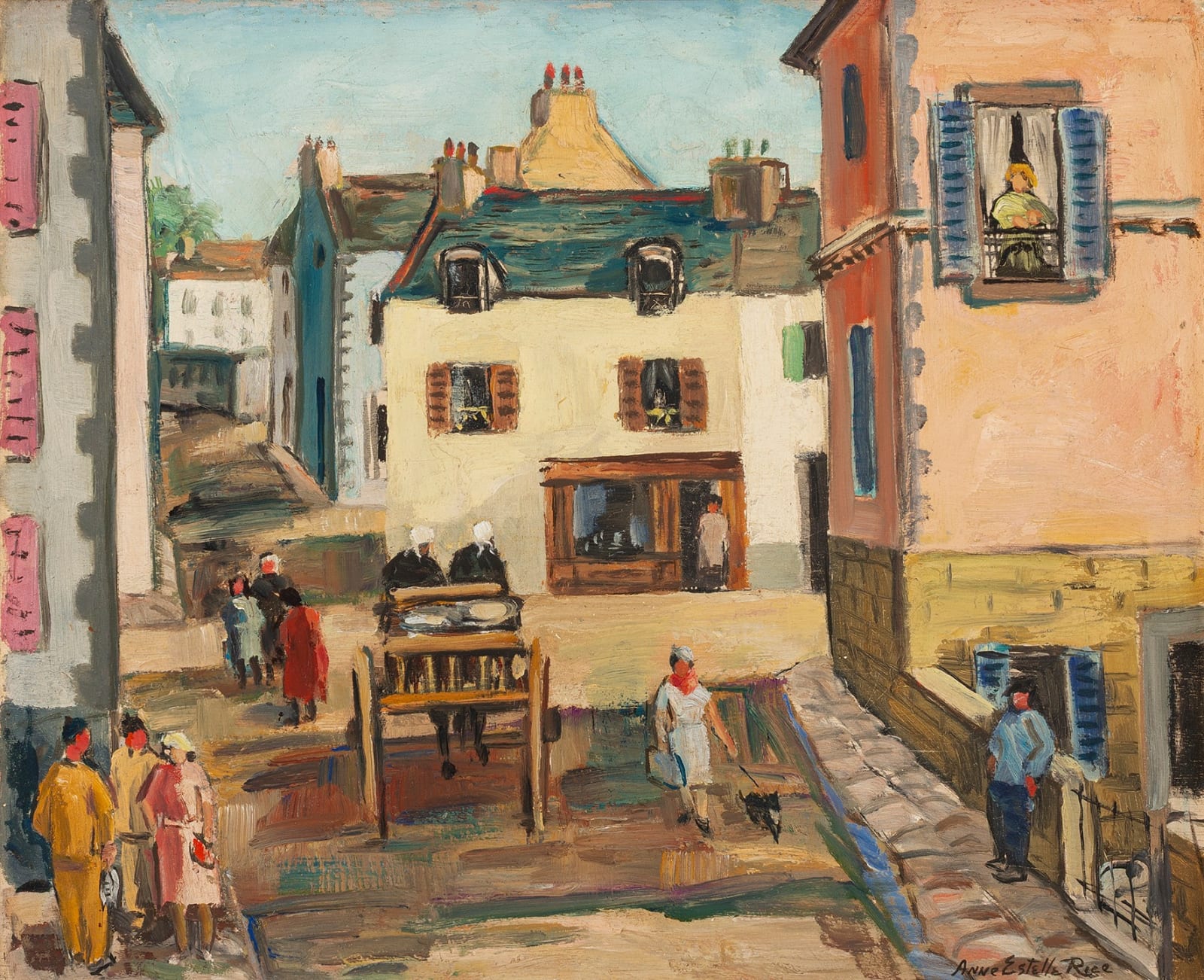 Anne Estelle Rice, Street with Horse and Trap, circa 1940