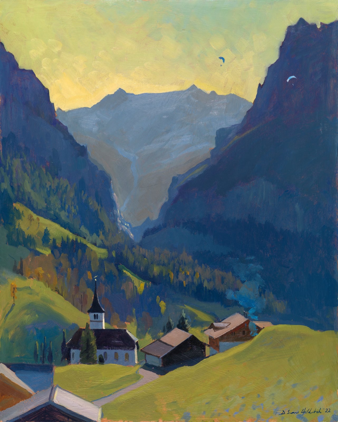 Daisy Sims Hilditch, October morning light, church bells ringing in the valley, 2022