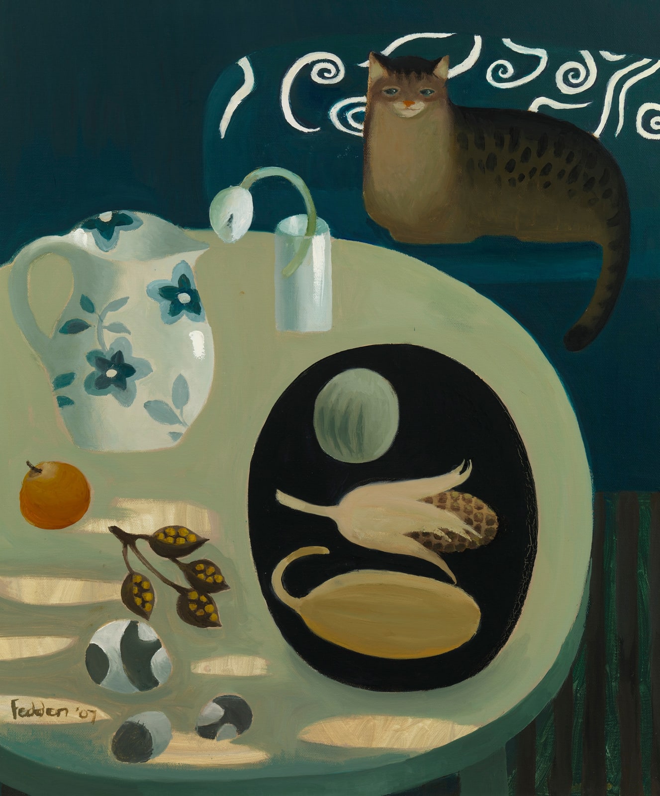 Mary Fedden, Pussy on the sofa, 2007