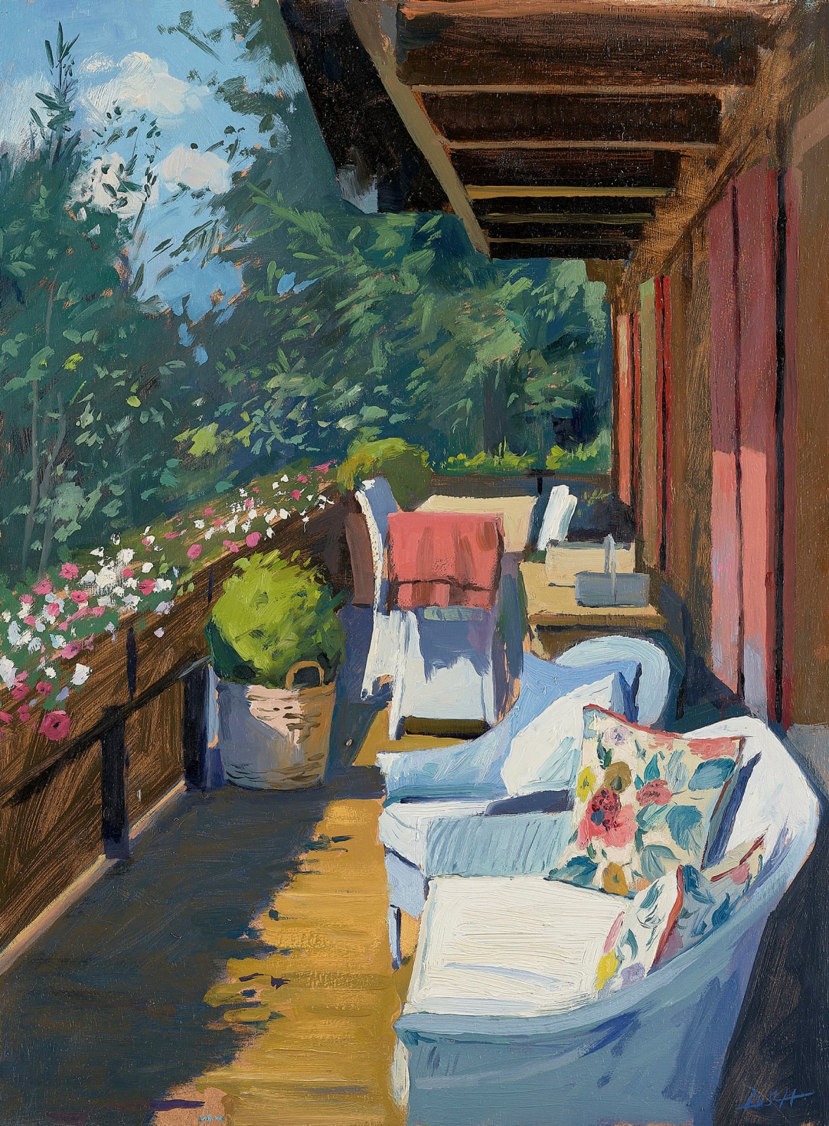 Daisy Sims Hilditch, Summers morning light on a Swiss Balcony