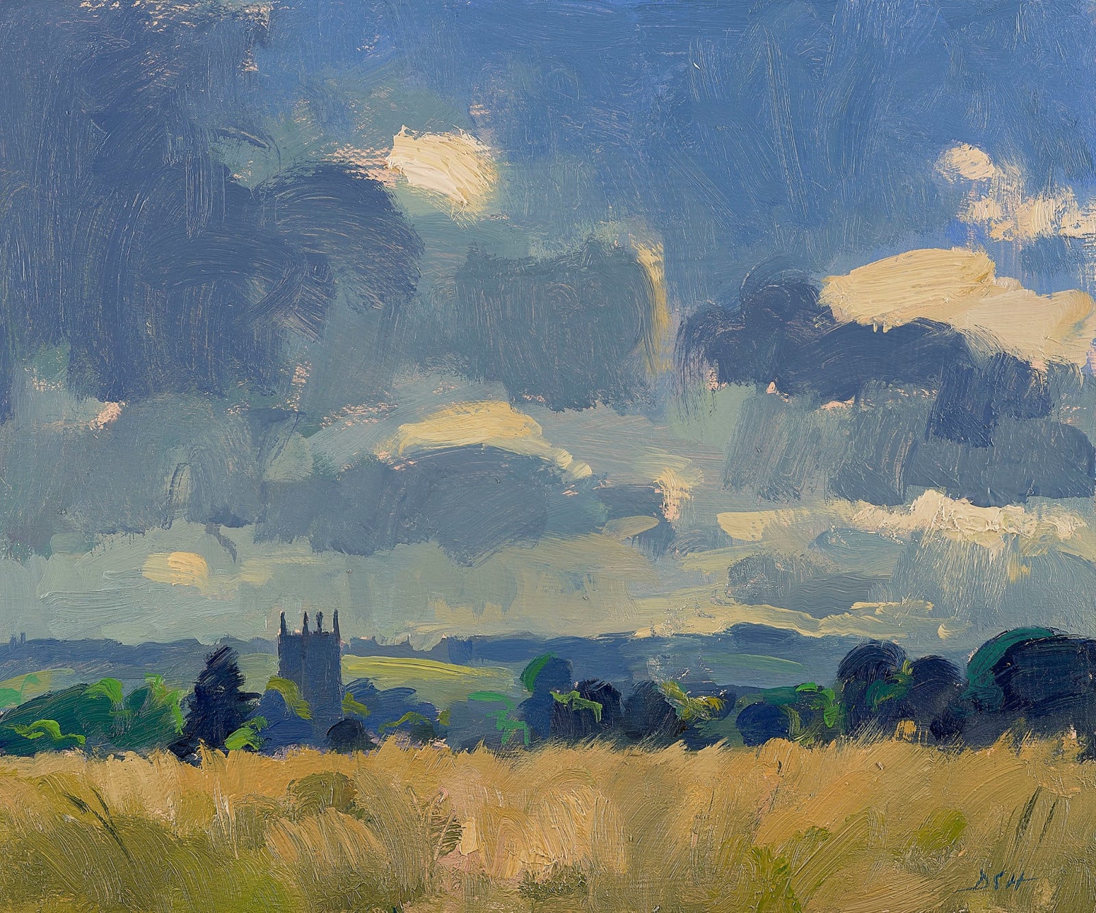 Daisy Sims Hilditch, Stormy Light, Wheat Fields and Dedham Church