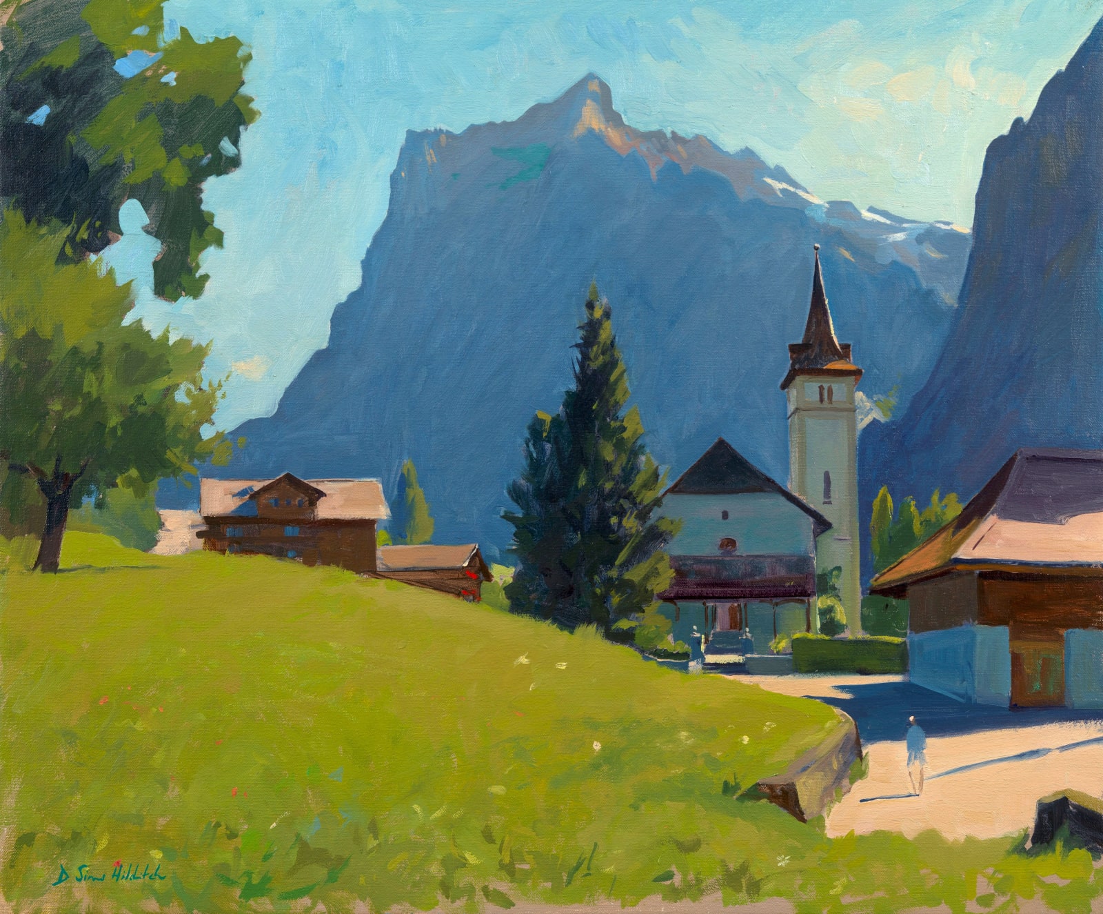 Daisy Sims Hilditch, Hot summer morning by the Grindelwald church
