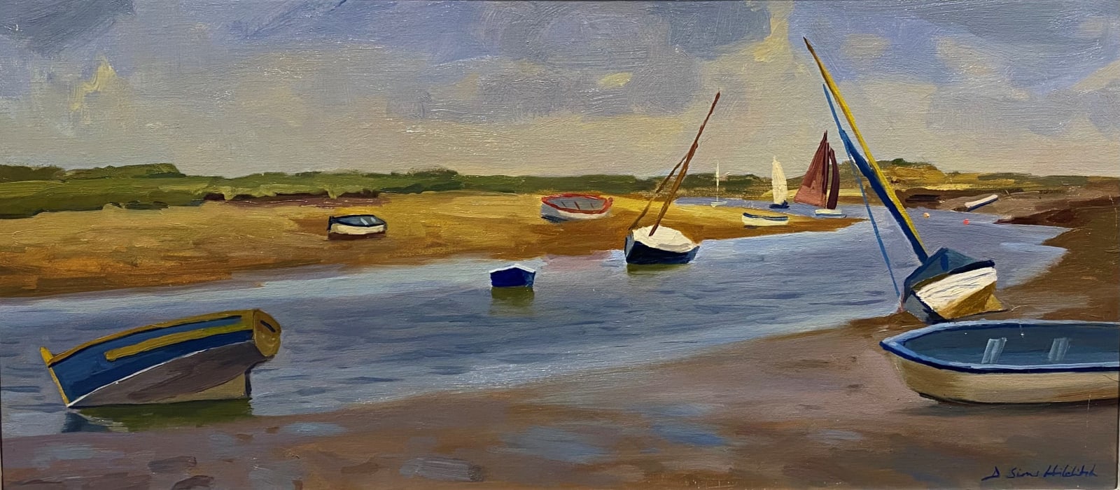 Daisy Sims Hilditch, Stormy light, boats at Burnham Overy Staithe