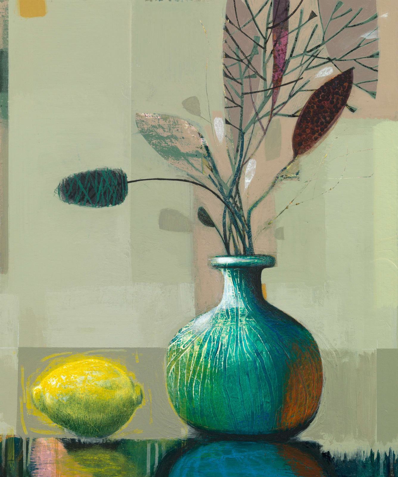 Tom Wood, Lemon and Vase, 2023