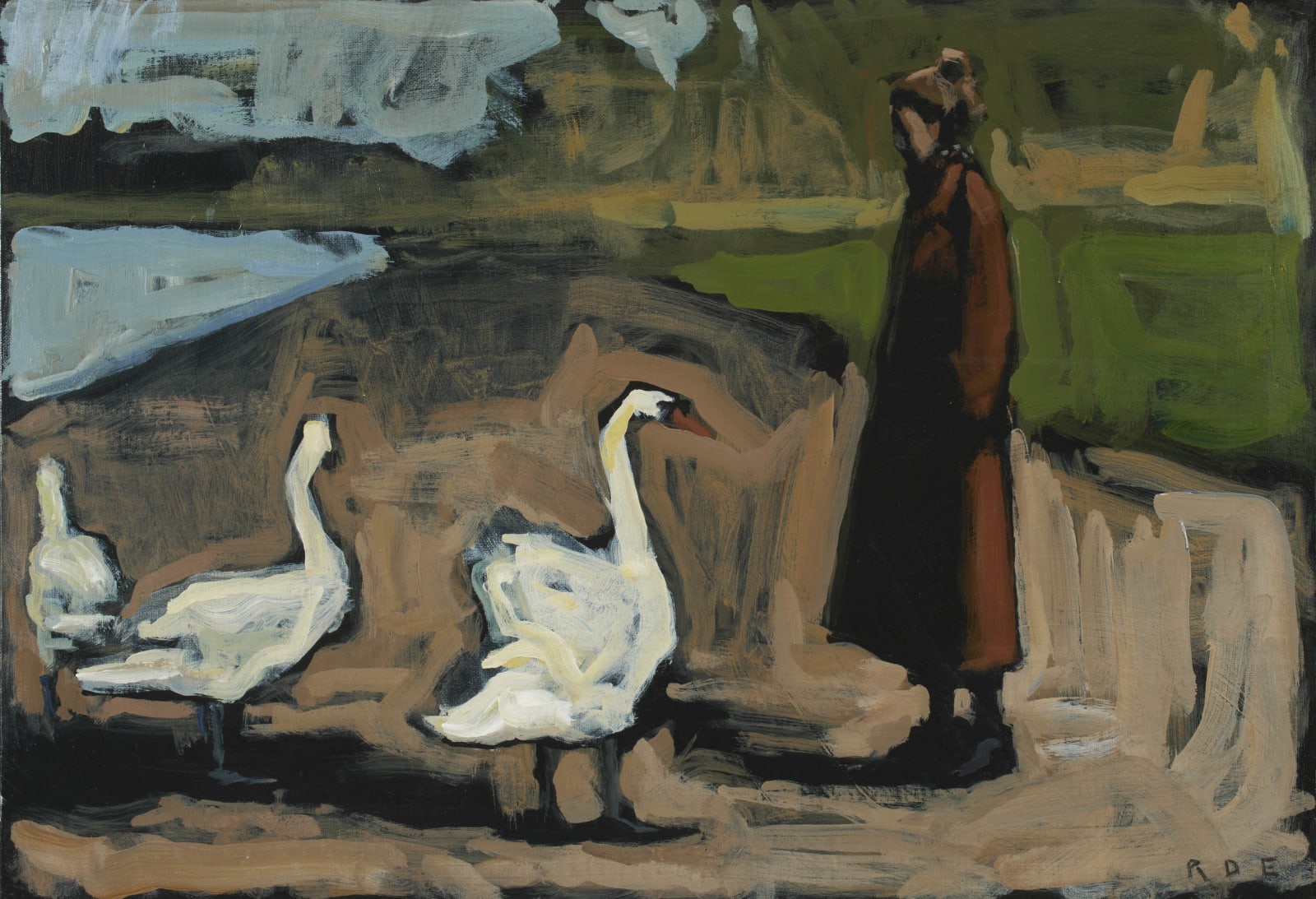 Romy Elliott, Self portrait with swans
