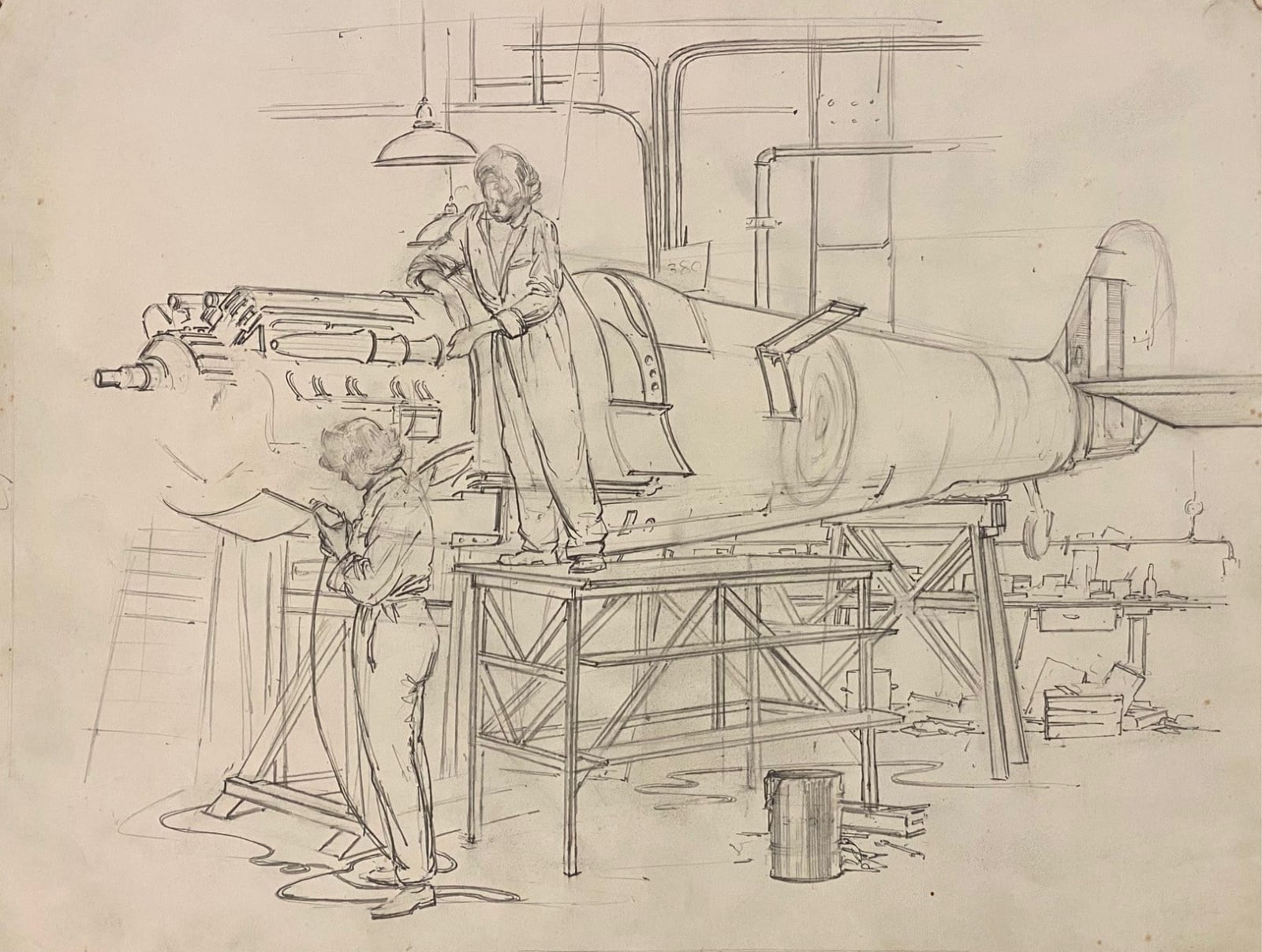 Edward Seago, Study in an Aircraft Factory, circa 1941