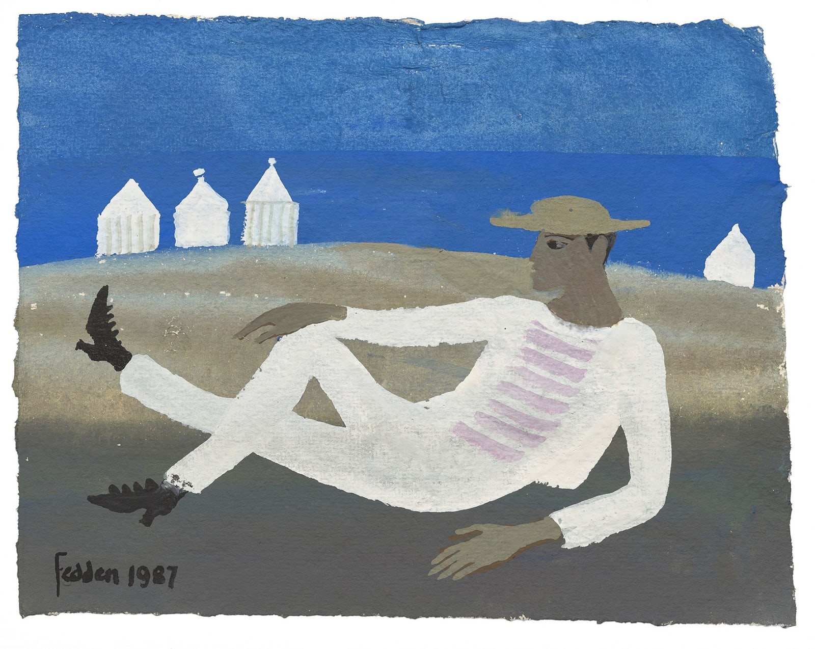 Mary Fedden, Man by the Sea, 1987