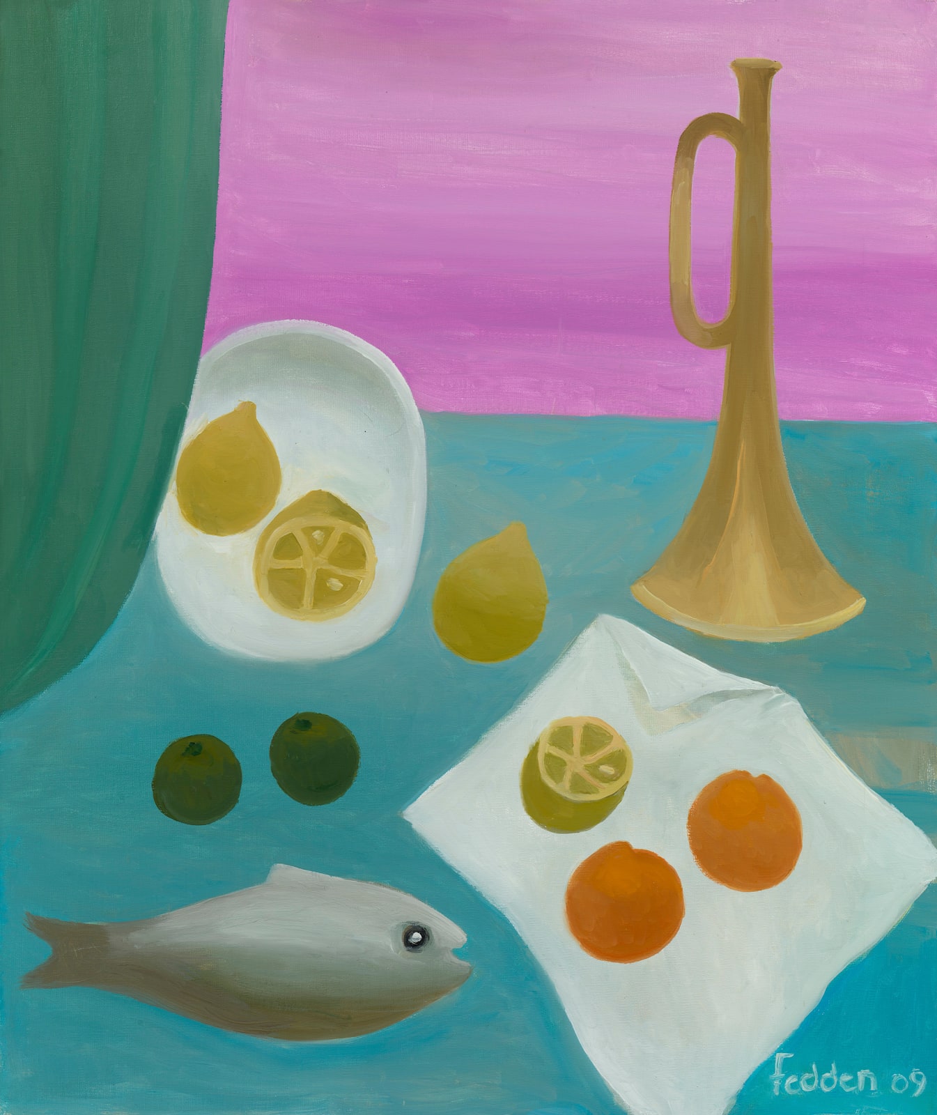 Mary Fedden, Fish and trumpet, 2009