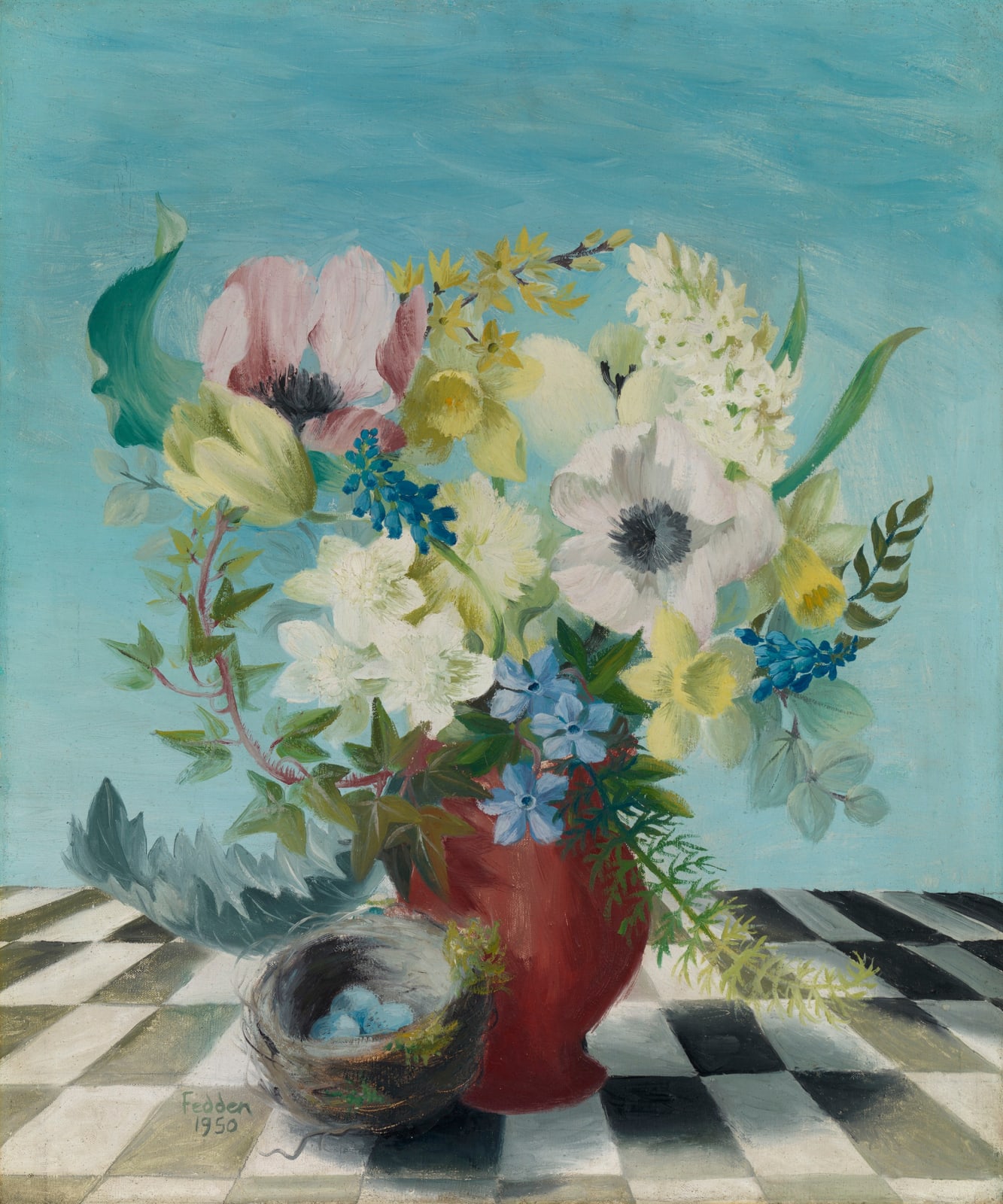 Mary Fedden, Still life with flowers, 1950