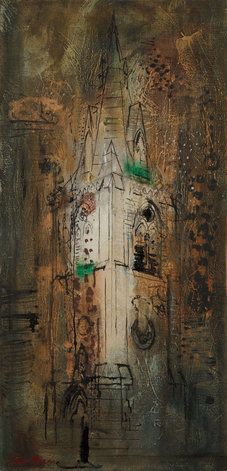 John Piper, Warmington Spire, 1964