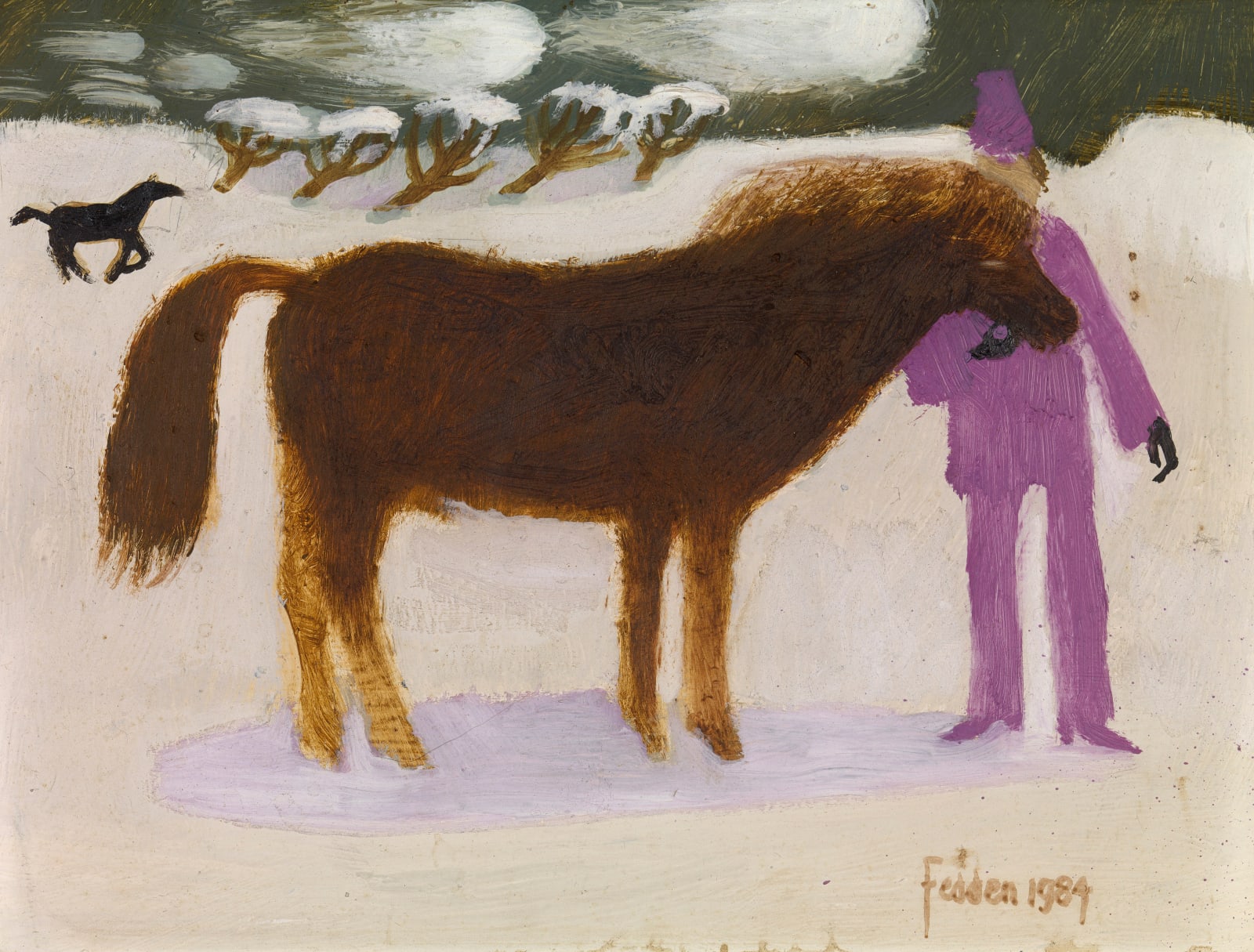 Mary Fedden, Ponies in Snow, 1984