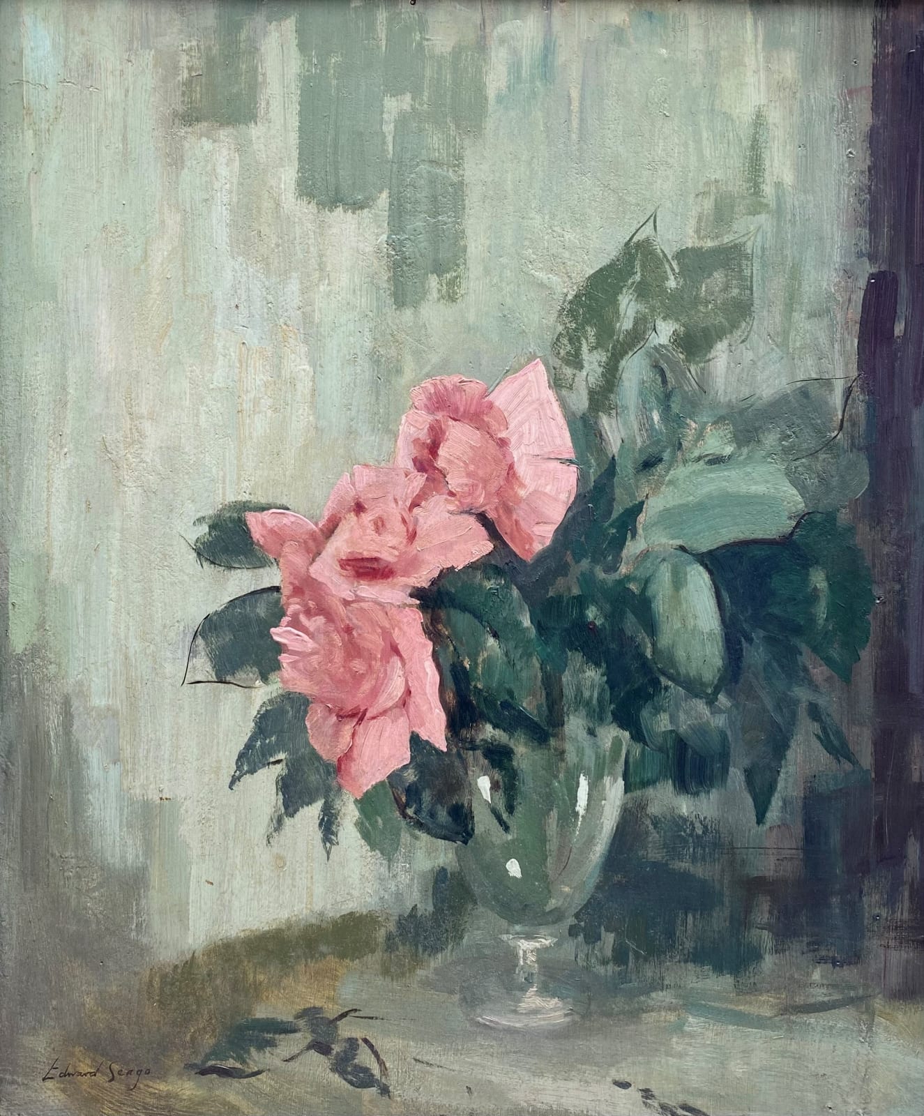 Edward Seago, Still life with roses