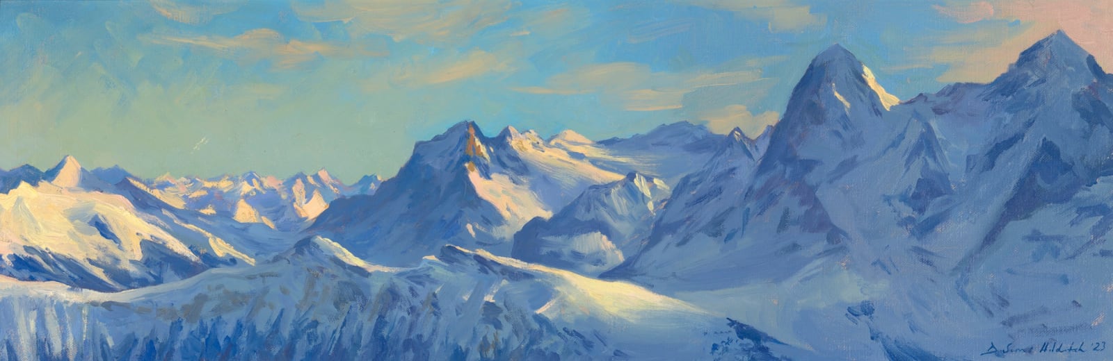 Daisy Sims Hilditch, Early morning light, the Eiger from the Schilthorn, 2023