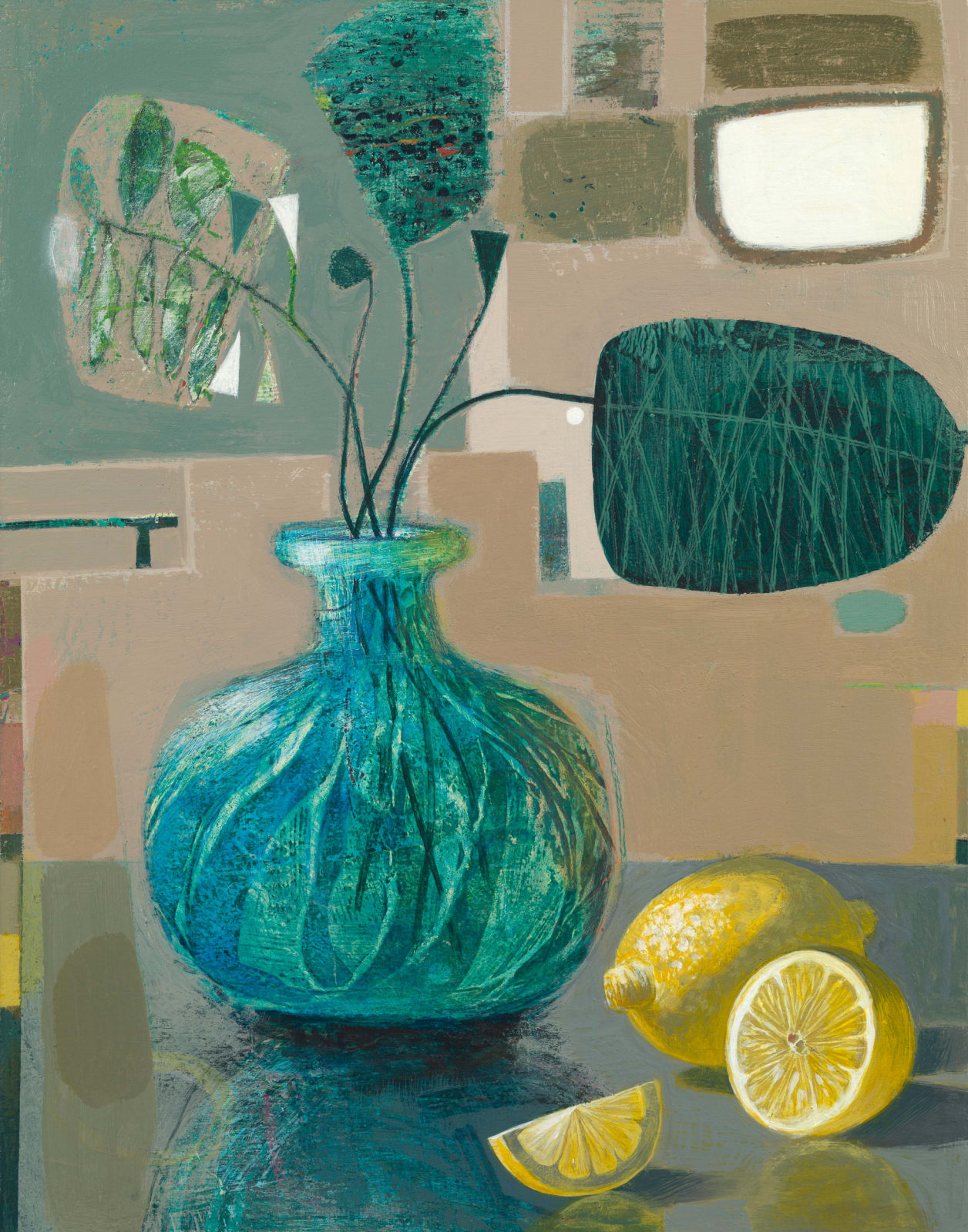 Tom Wood, Blue Vase and Lemon, 2024