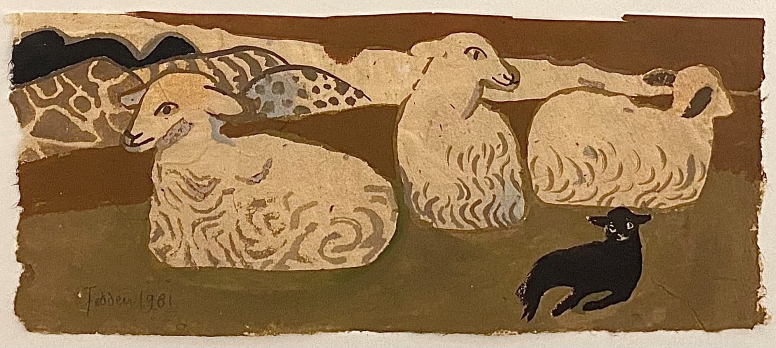 Mary Fedden, A group of sheep, 1981