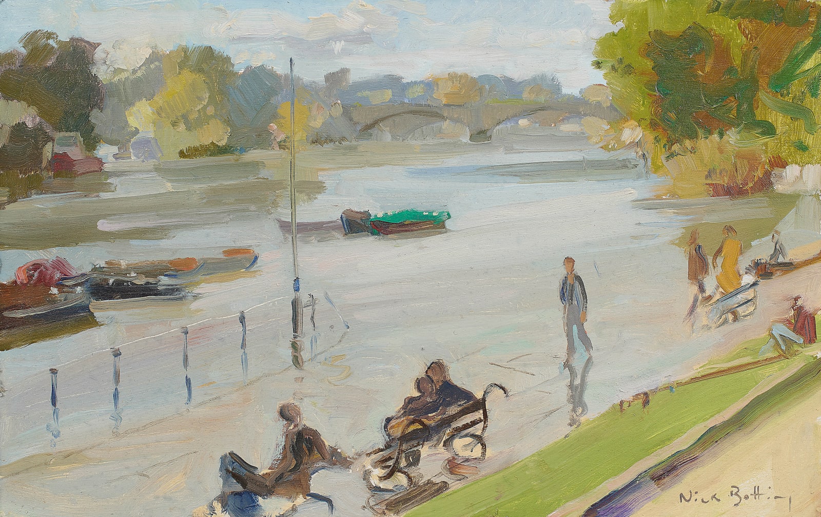 Nick Botting, High Tide at Richmond Bridge, Autumn