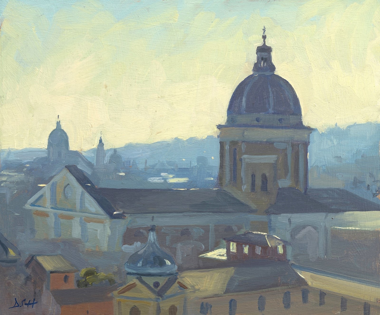 Daisy Sims Hilditch, December afternoon light from the Borghese Gardens
