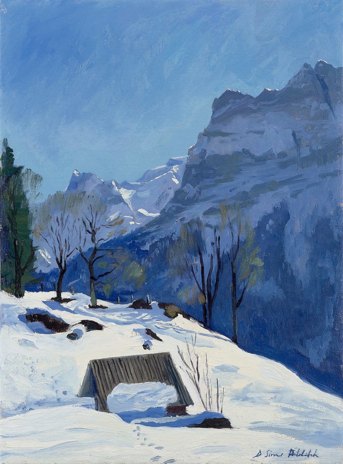 Daisy Sims Hilditch, Snow Melting Off Mountain Hut Roof