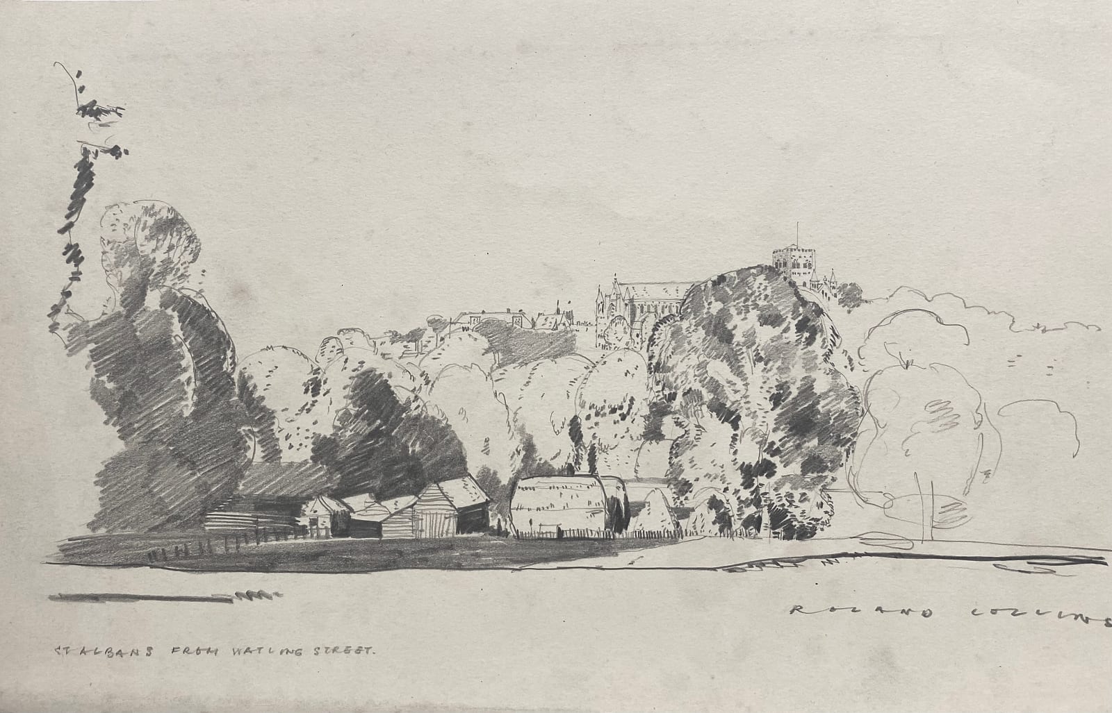 Roland Collins, St Albans Cathedral from Watling Street