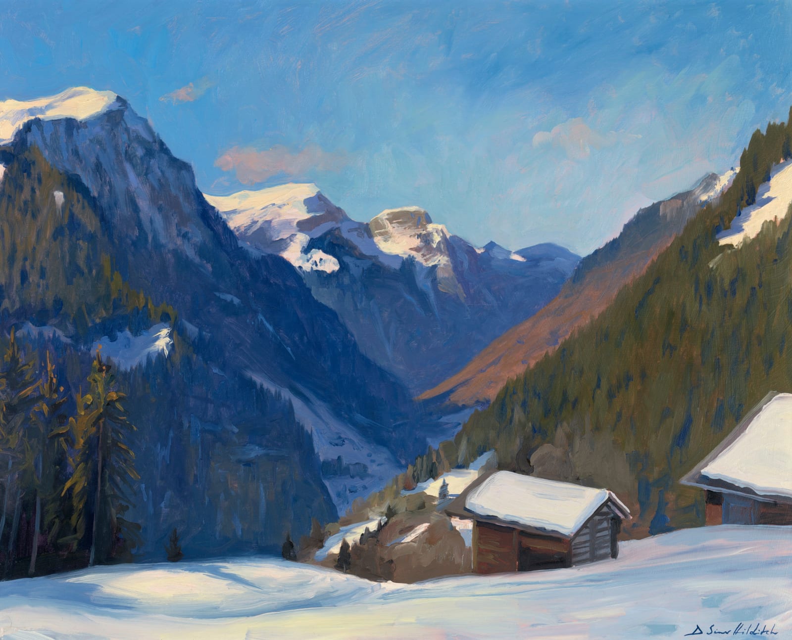 Daisy Sims Hilditch, Distant blues in Grindelwald valley, 2023