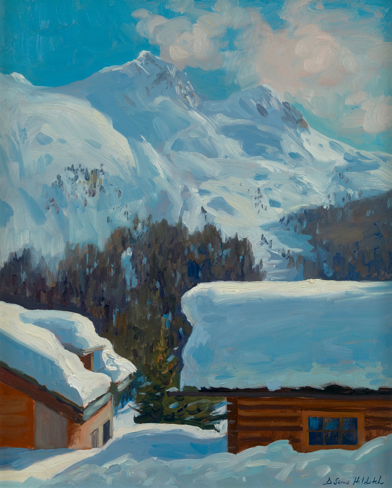 Daisy Sims Hilditch, The Hahnensee ski run, cerulean skies