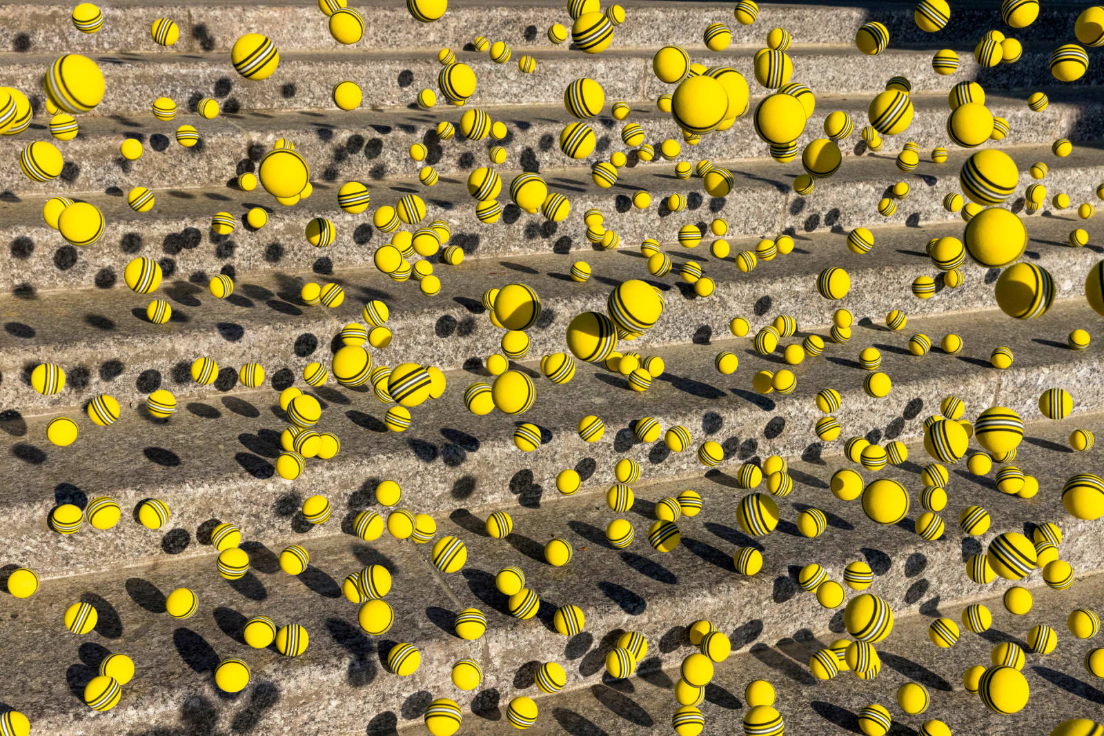 Pelle Cass, Yellow Balls with Stripes--Clear as Real Mourning, 2023