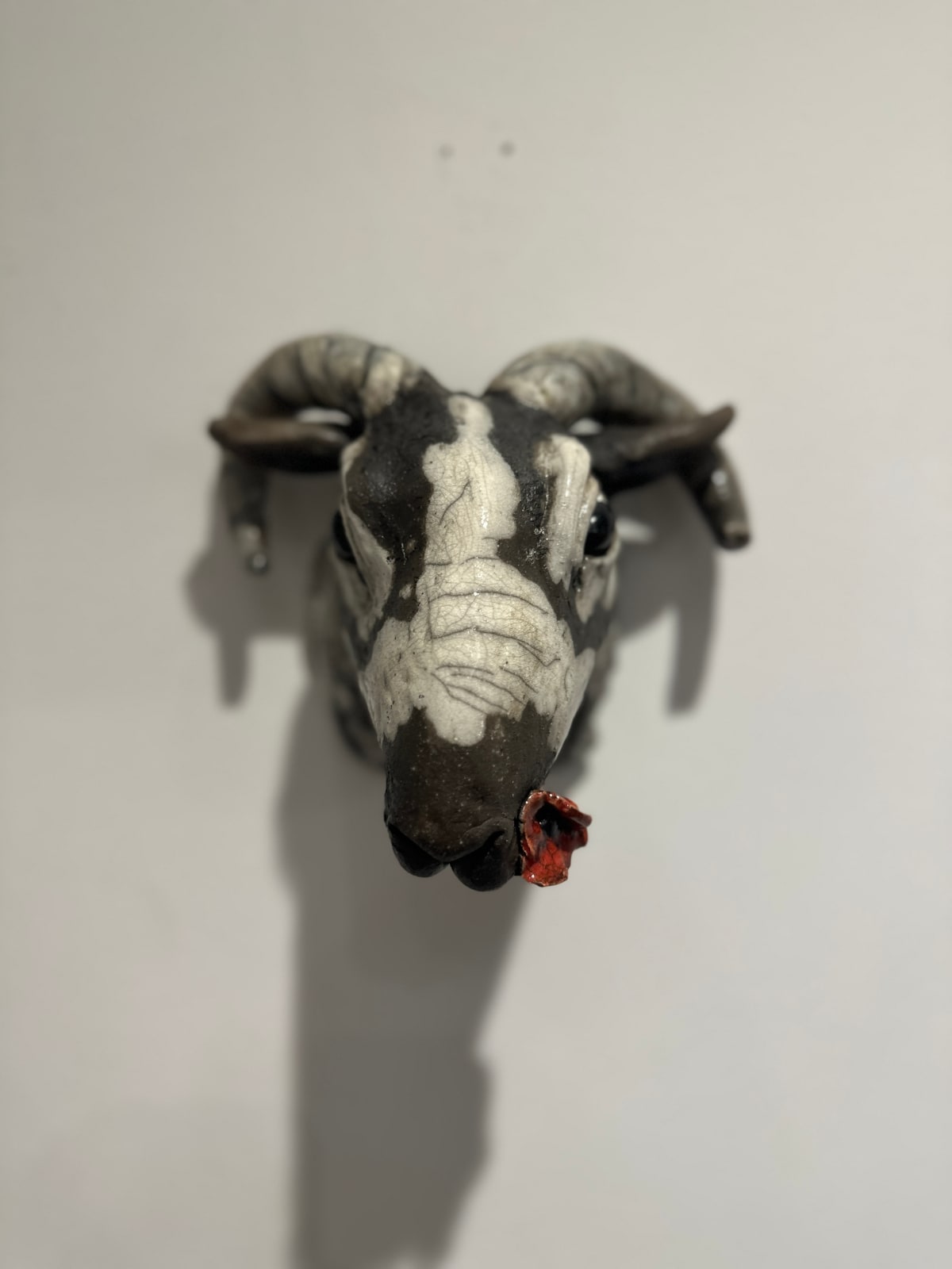 R & B Ceramics, Sheep Head with Poppy, 2025
