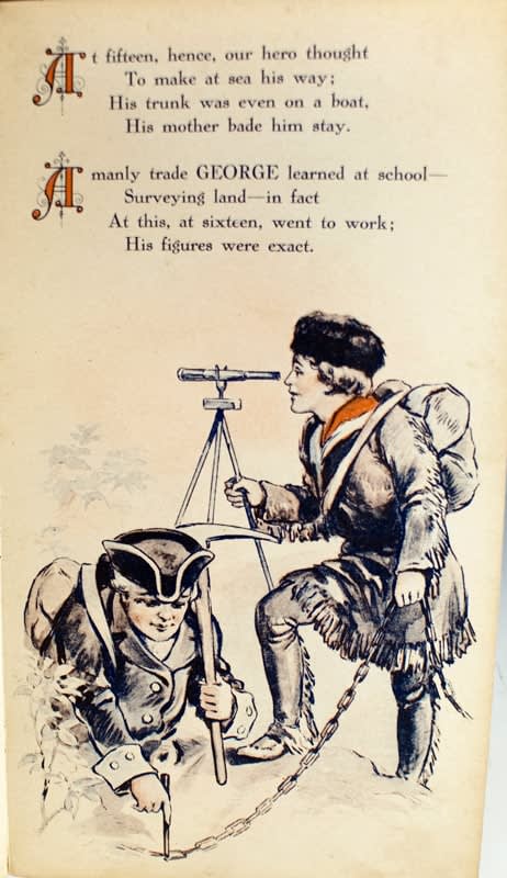 Boyhood Days of George Washington. by Carolyn S. Hodgman, illustrated by A.B. Levering. Interior page with illustrations.