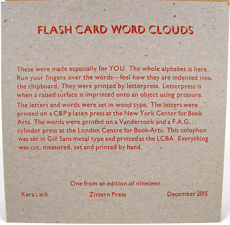 Flash Card Word Clouds. by Kara Lack. Colophon