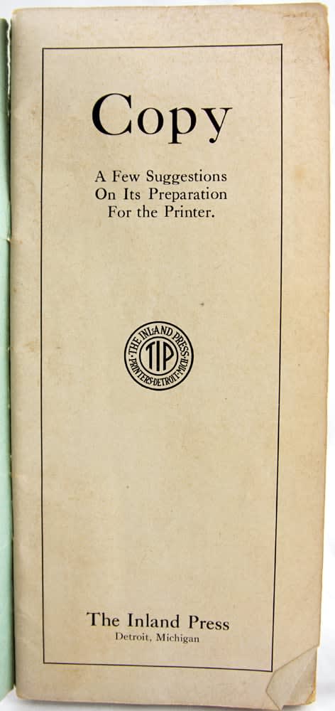 Copy. A Few Suggestions on Its Preparation for the Printer. Title page