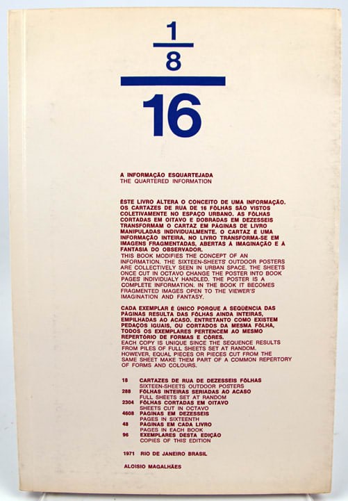 1/8 / 16 - a Informação Esquartejada by Aloísio Magalhães. Cover.