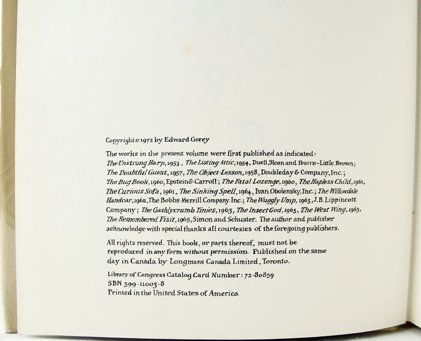 Amphigorey copyright page