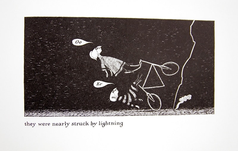 Uncorrected proof of The Epiplectic Bicycle by Edward Gorey. Illustration