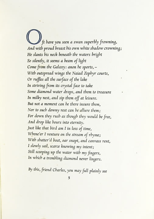 To Charles Cowden Clarke by John Keats. Interior page.