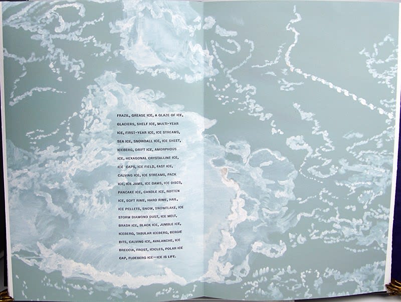 Arctic Trilogy by Mary Heebner. Interior page with image of water.
