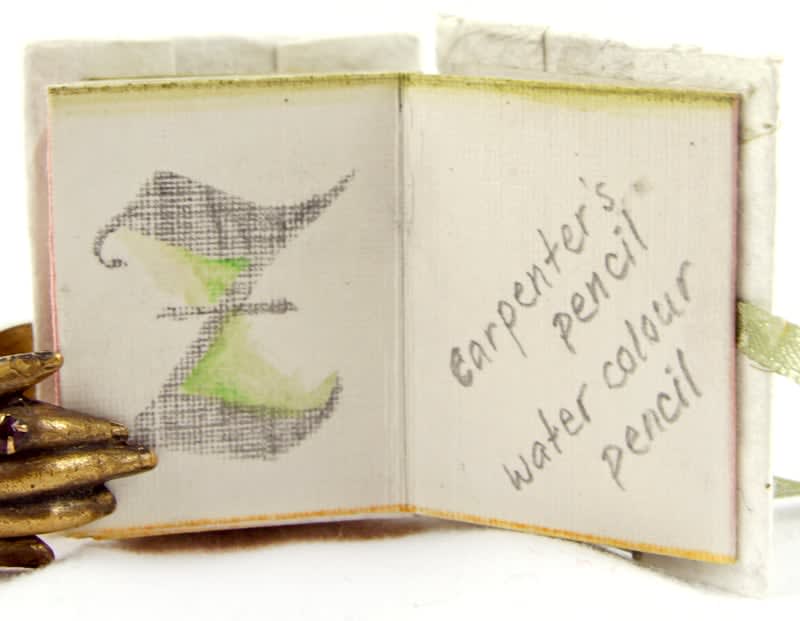 Original calligraphic alphabet. Letter Z and colophon