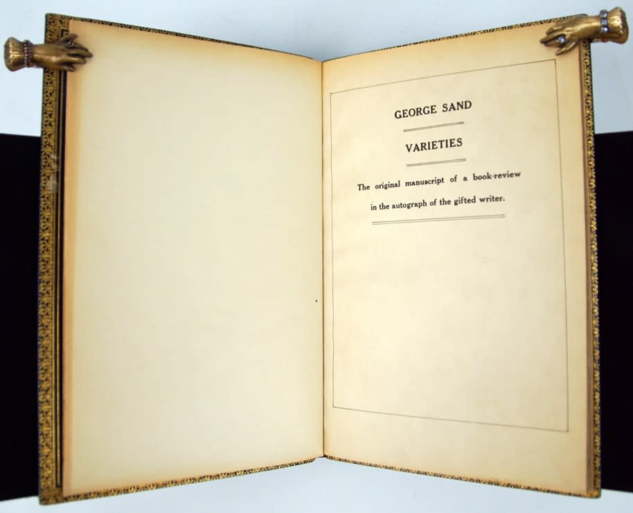 Autograph manuscript for a book review by George Sand. Title page
