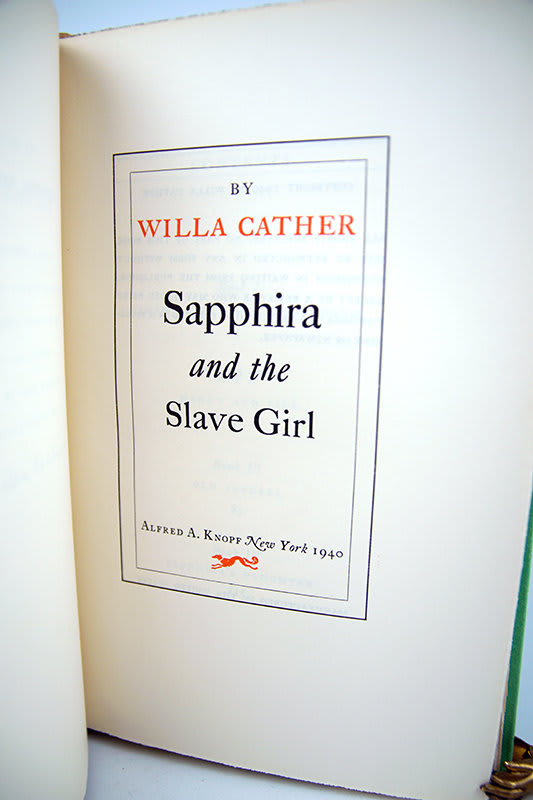 Sapphira and the Slave Girl by Willa Cather. Title page