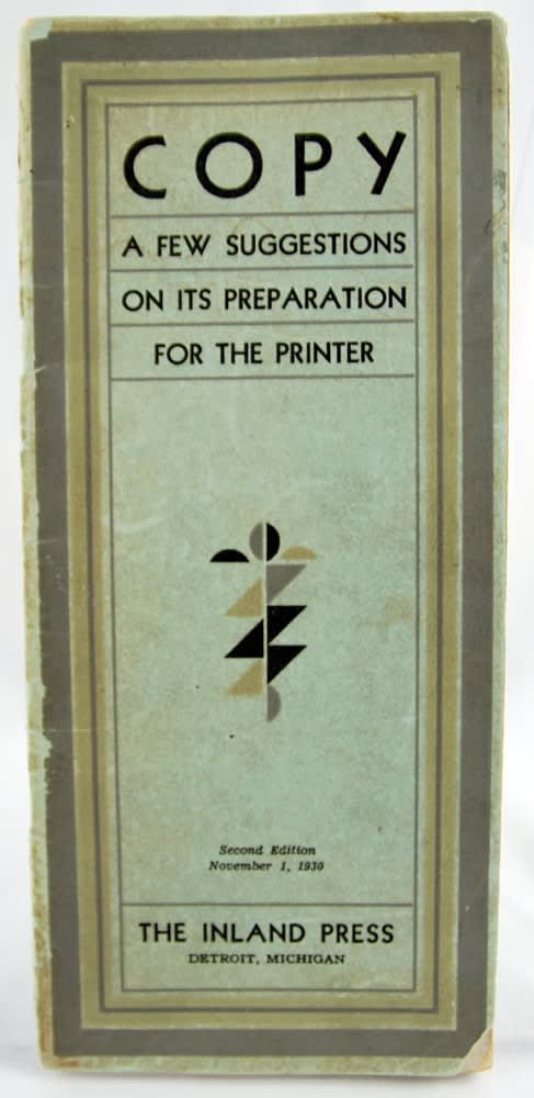 Copy. A Few Suggestions on Its Preparation for the Printer. Front cover