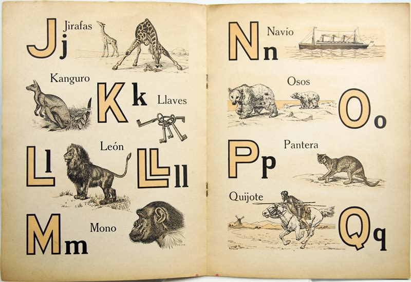 Abecedario by Ramón Sopena. Interior page with letters J-Q