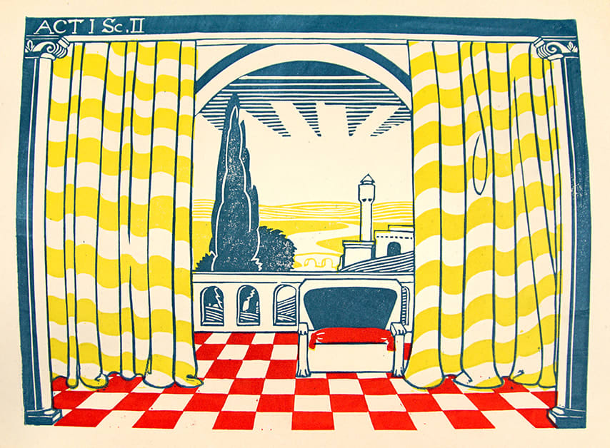 Ten Designs for the Two Gentlemen of Verona by John Guthrie. Coast from a balcony.