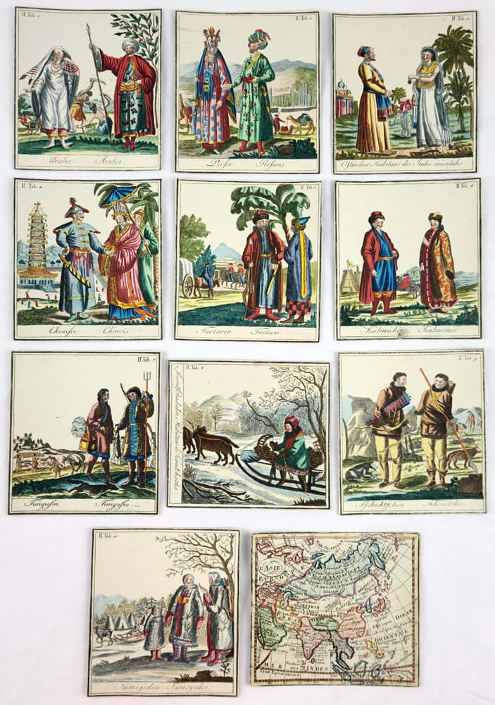 Jeu de voyages dans les cinq parties du monde. Cards