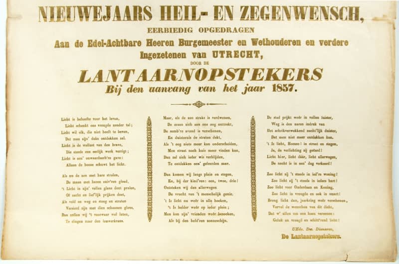 Nieuwejaars Heil-en Zegenwensch... Closeup on poem