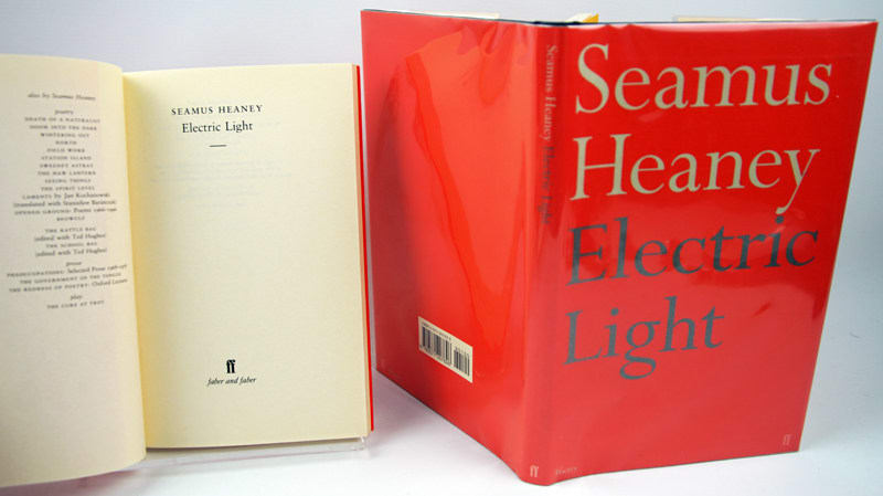Electric Light by Seamus Heaney. Paper back title page and hardcover dust jacket.