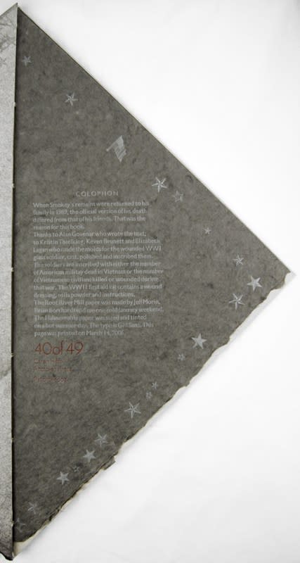 For Boys Who Dream of War. Colophon
