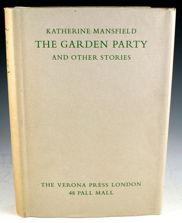 The Garden Party and Other Stories by Katherine Mansfield, illustrated by Marie Laurencin and designed by Hans Marderstieg. Dust jacket.
