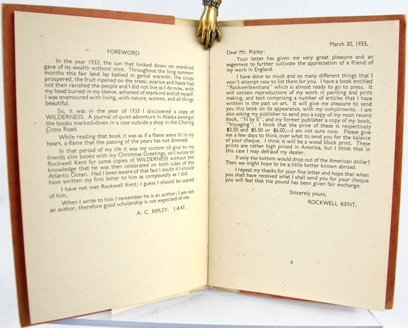 Profile of Rockwell Kent in Twenty-Two Letters edited by A.C. Ripley. Interior page.