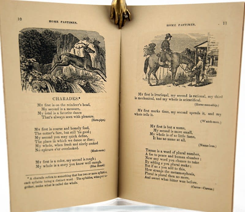 Home Pastimes; or Agreeable Exercises for the Mind, Consisting of Enigmas, Charades, Conundrums, Etc. Interior page.